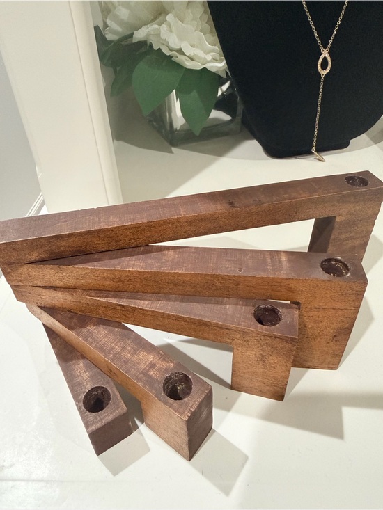 Vintage Other - Vintage Teak Mid Century Modern Reticulating Candle Holder Dale Miller 5 Pieces